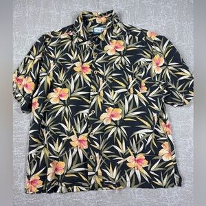 Seven Palm Island Authentic Bahama Hawaiian Button Down Beach Shirt 100% Silk L